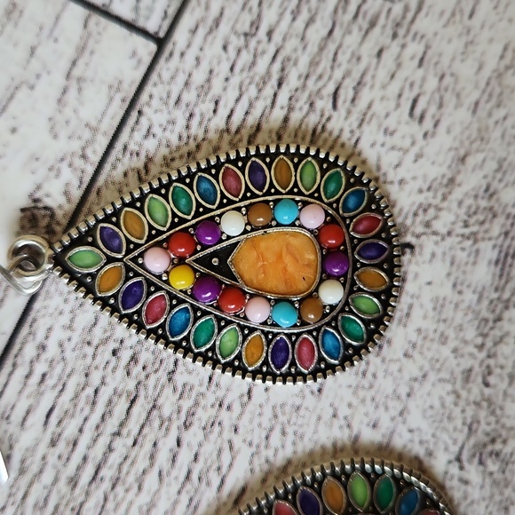 Multicolor Boho Dangle Earrings - Picture 3 of 4